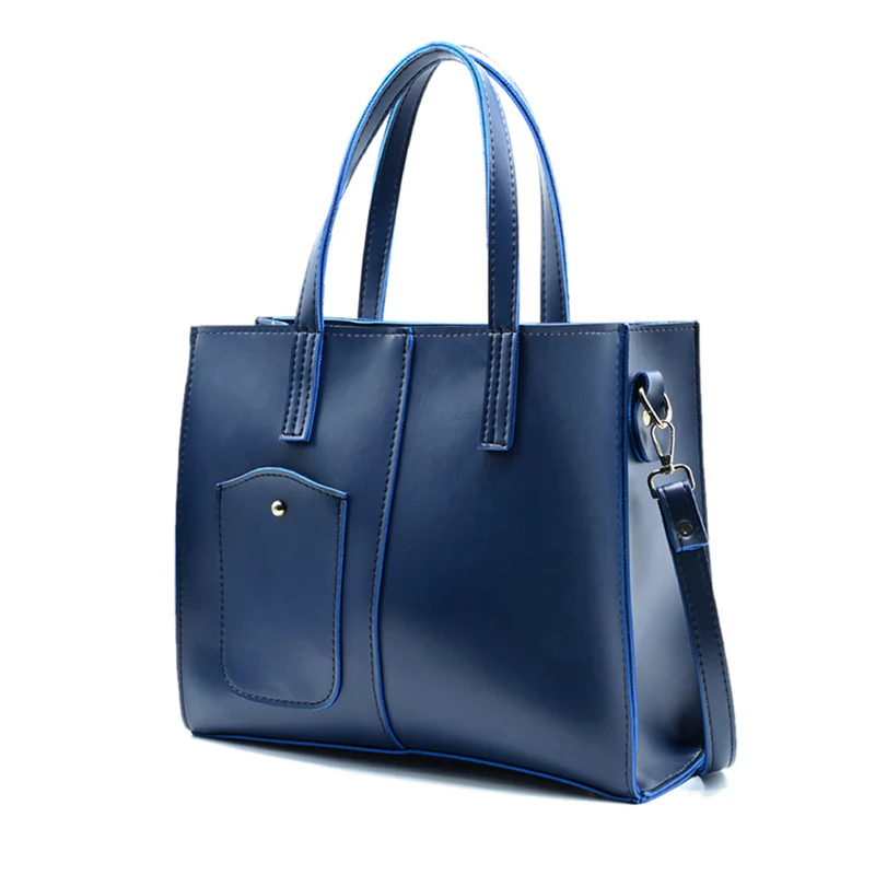 Baglory Modern Pocket Tote Navy Blue - Image 4