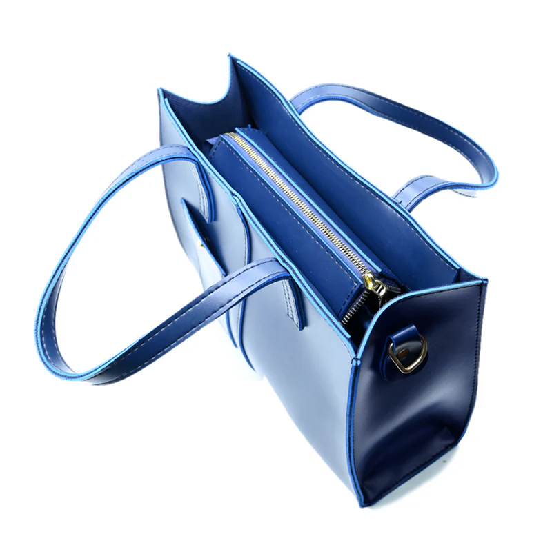 Baglory Modern Pocket Tote Navy Blue - Image 2