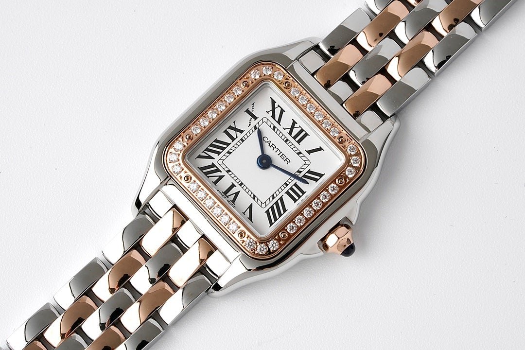 PANTHERE DE CARTIE 22MM QUARTZ ROSE GOLD STEEL WHITE DIAL - Image 2