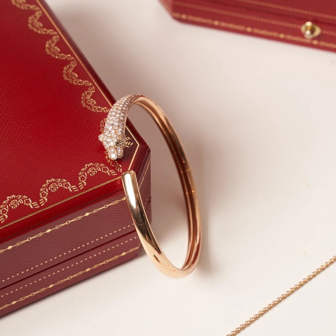 PANTHERE PINK GOLD DIAMOND OPEN BRACELET - Image 2