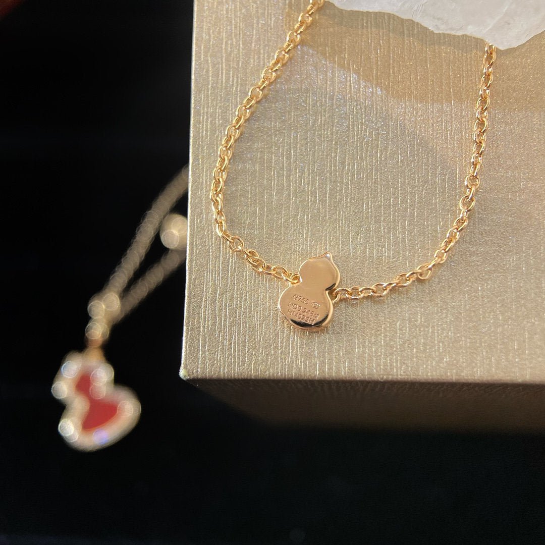 WULU 2 MOTIF CARNELIAN PINK GOLD NECKLACE - Image 3