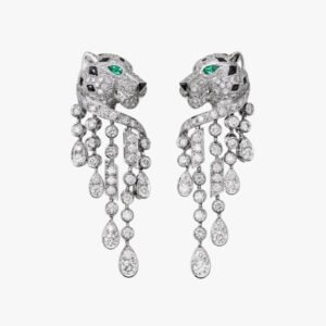 PANTHERE ONYX MALCHITE DIAMOND DROP EARRINGS
