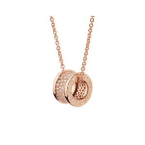 ZERO 1 PINK GOLD PENDANT NECKLACE WITH PAVED DIAMONDS