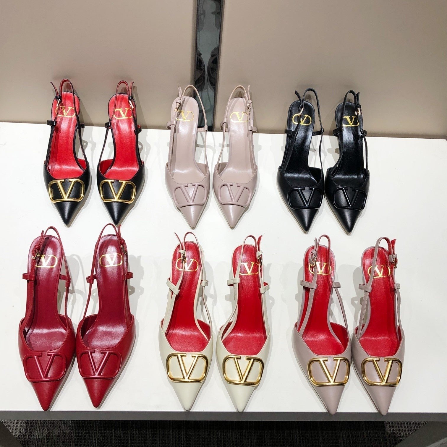 VLOGO SIGNATURE CHERRY RED CALFSKIN HIGH SLINGBACK PUMP 7 CM - Image 9