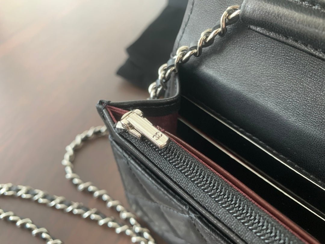WOC 19CM BLACK LAMBSKIN SILVER HARDWARE - Image 8