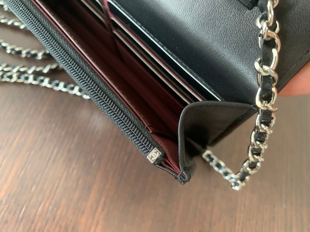 WOC 19CM BLACK LAMBSKIN SILVER HARDWARE - Image 9