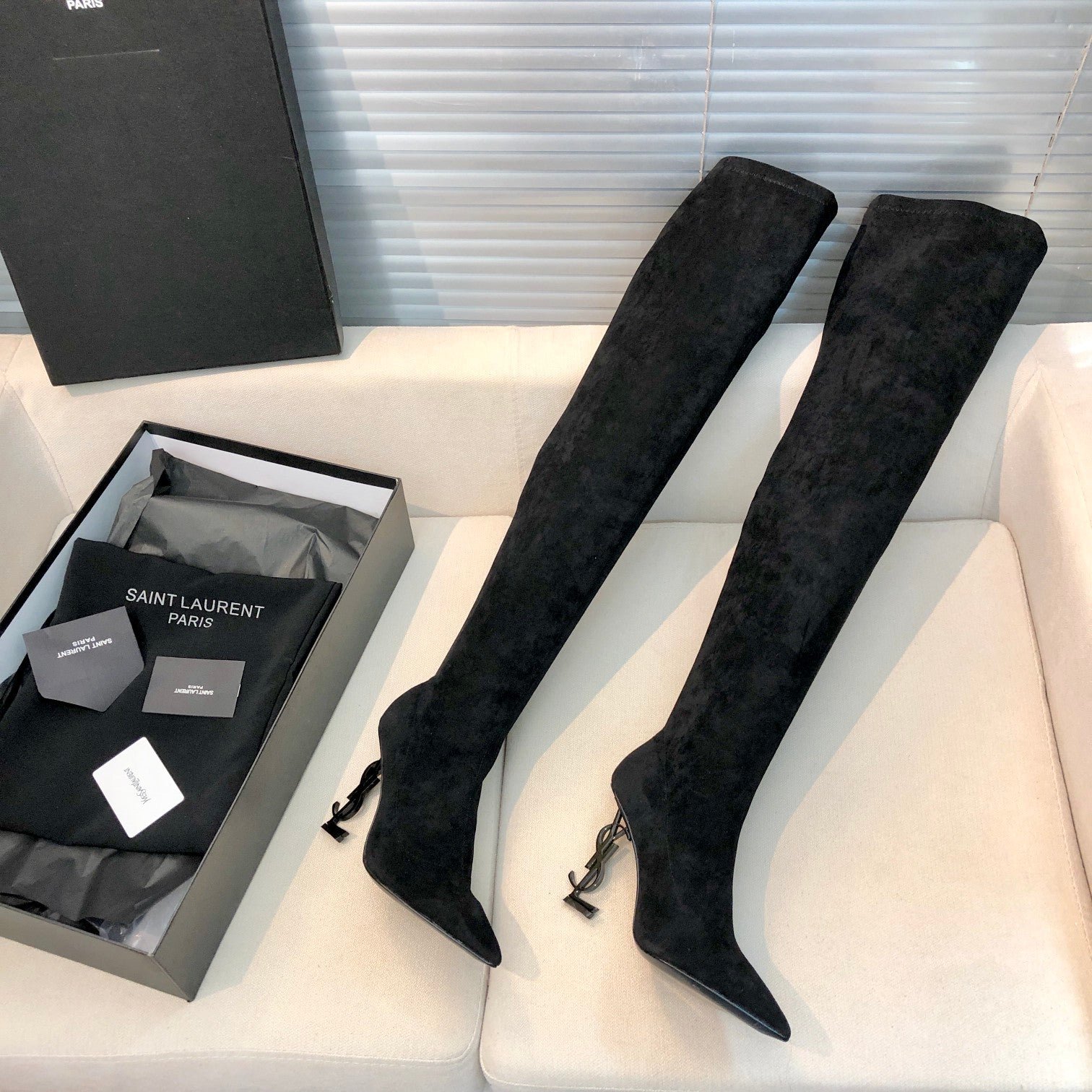 OPYUM THIGH HIGH BOOTS IN BLACK VELVET - Image 7