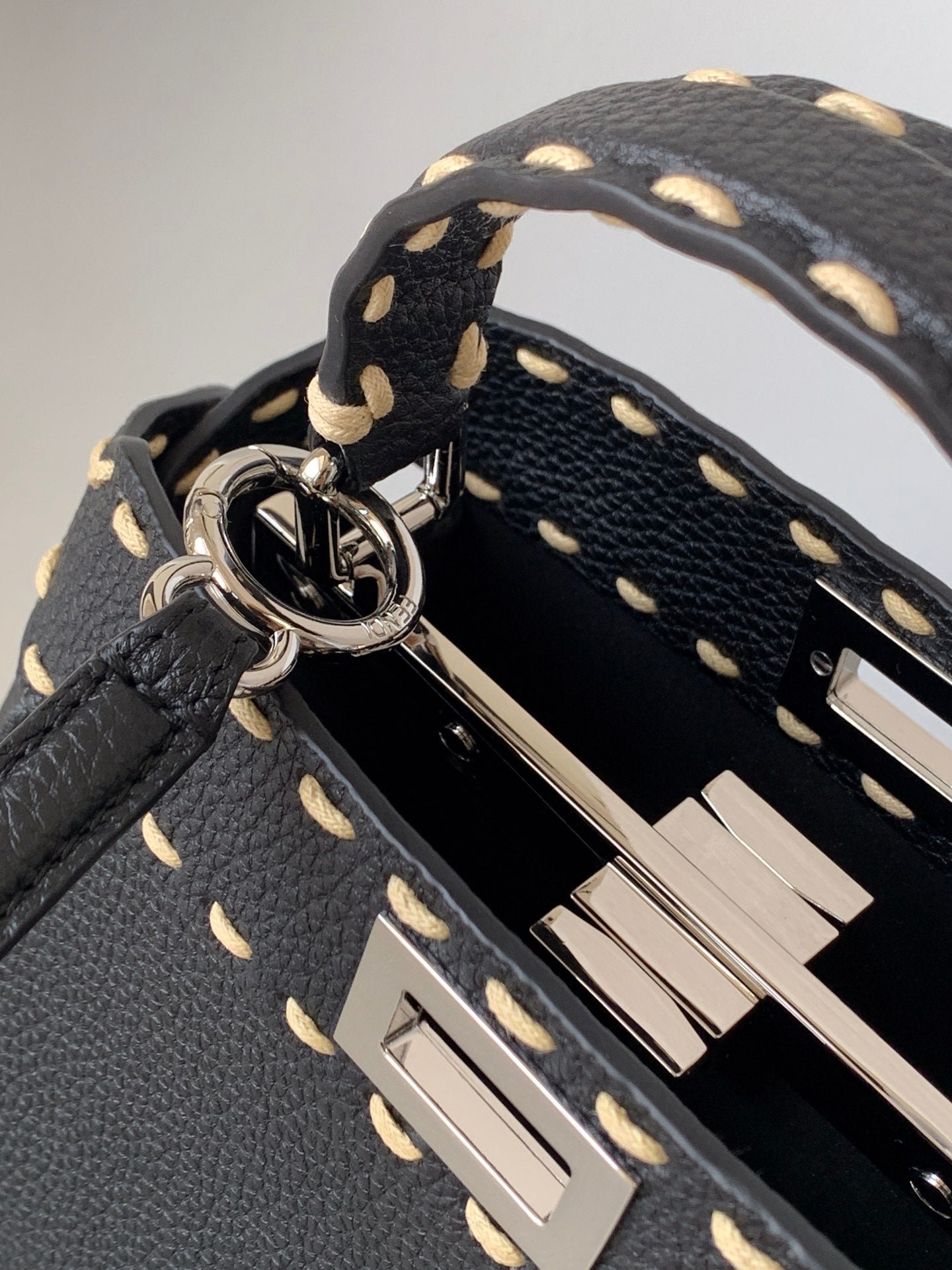 Peekaboo Mini Selleria Bag 23cm black leather shw with 220 hand-sewn stitches - Image 7