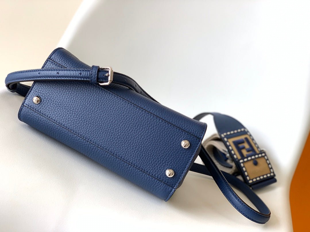 Peekaboo Mini Selleria Bag 23cm blue leather shw with 220 hand-sewn stitches - Image 7