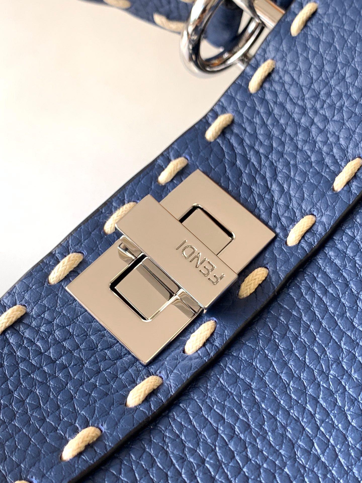 Peekaboo Mini Selleria Bag 23cm blue leather shw with 220 hand-sewn stitches - Image 8