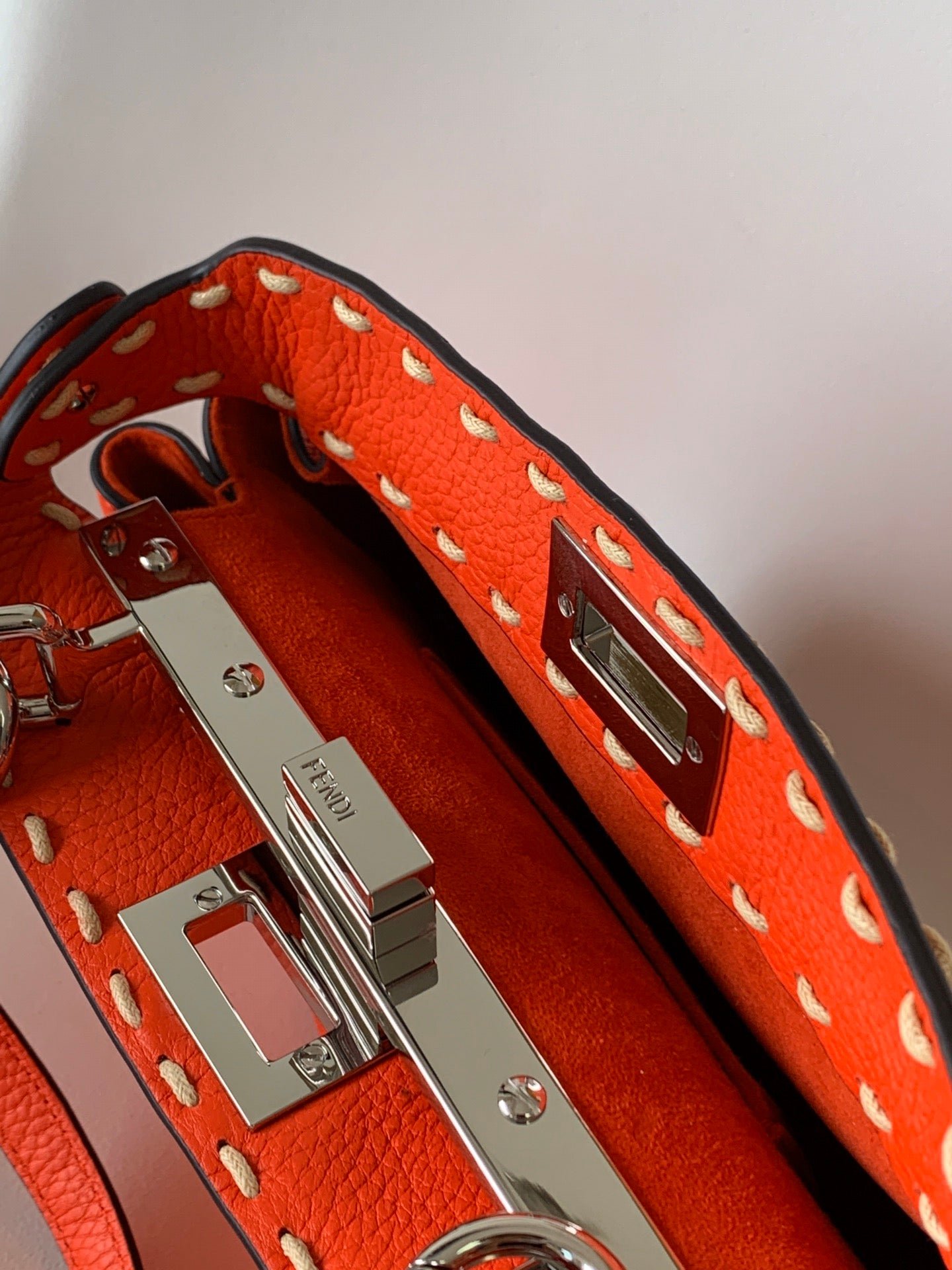Peekaboo Mini Selleria Bag 23cm red leather shw with 220 hand-sewn stitches - Image 4