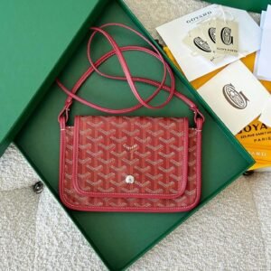 PLUMET POCKET WALLET 20 IN CLASSIC RED GOYARDINE CANVAS AND LAMBSKIN TRIM
