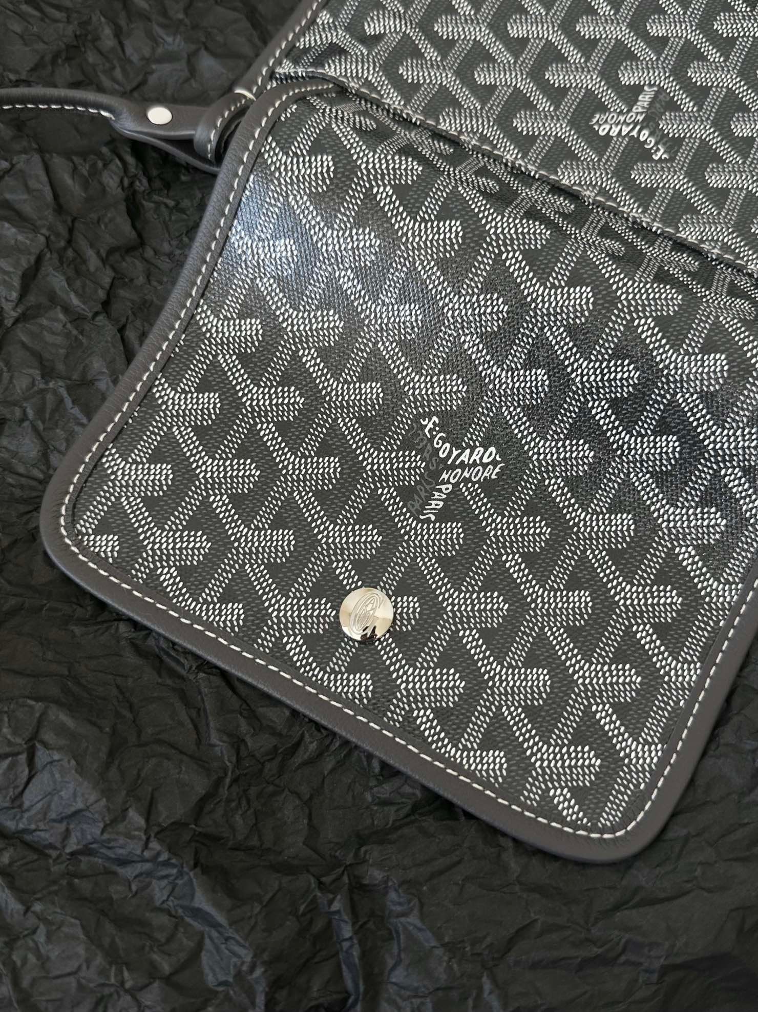 PLUMET POCKET WALLET 20 IN GREY BLACK GOYARDINE CANVAS AND LAMBSKIN TRIM - Image 6