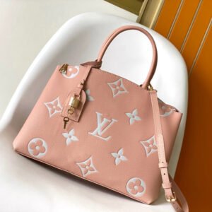 PETIT PALAIS PM LARGE SHOULDER BAG 34 IN PINK EMBOSSED COWHIDE GOLD-TONE HARDWARE
