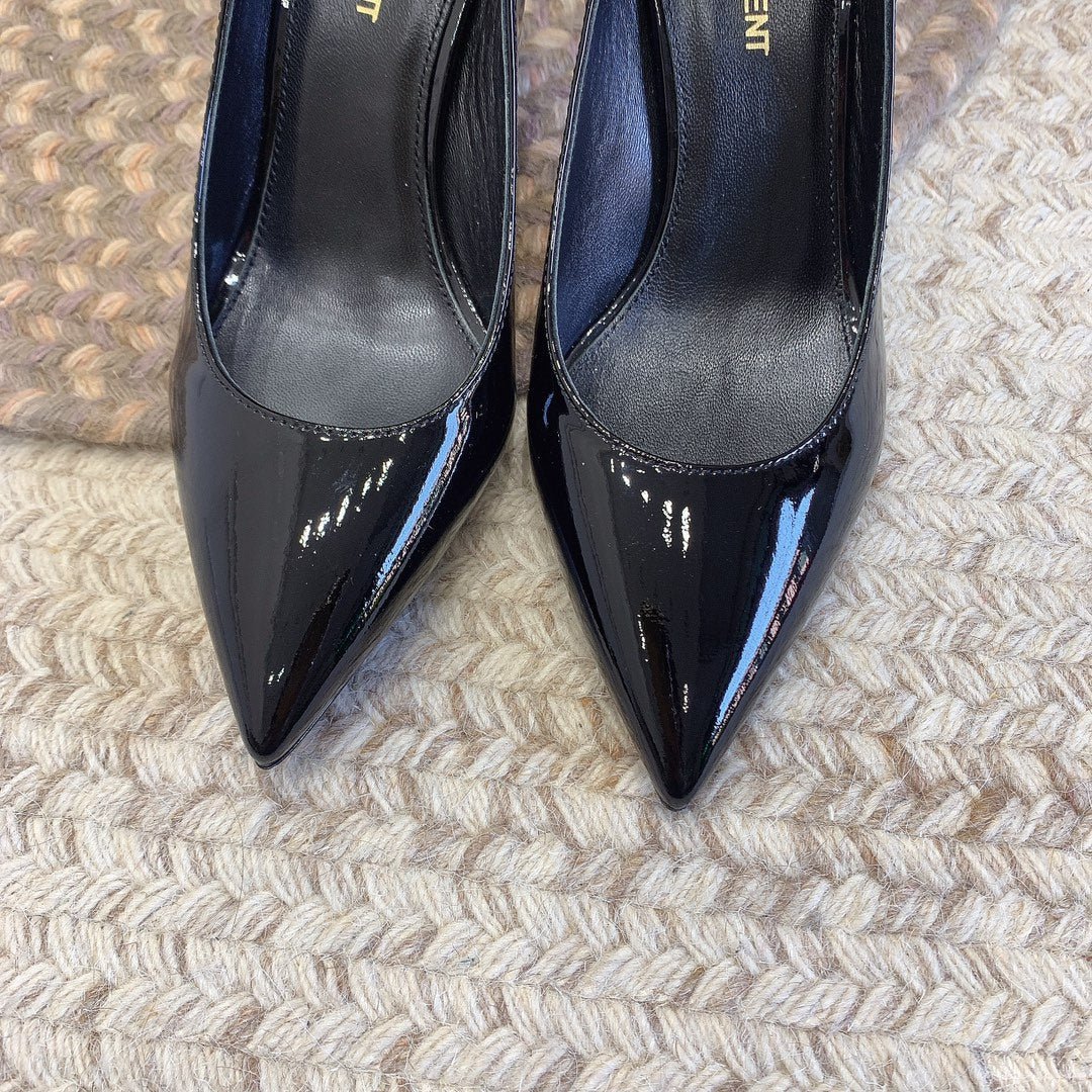 OPYUM BLACK HEEL PUMPS IN BLACK GLOSSY CALFSKIN - Image 2