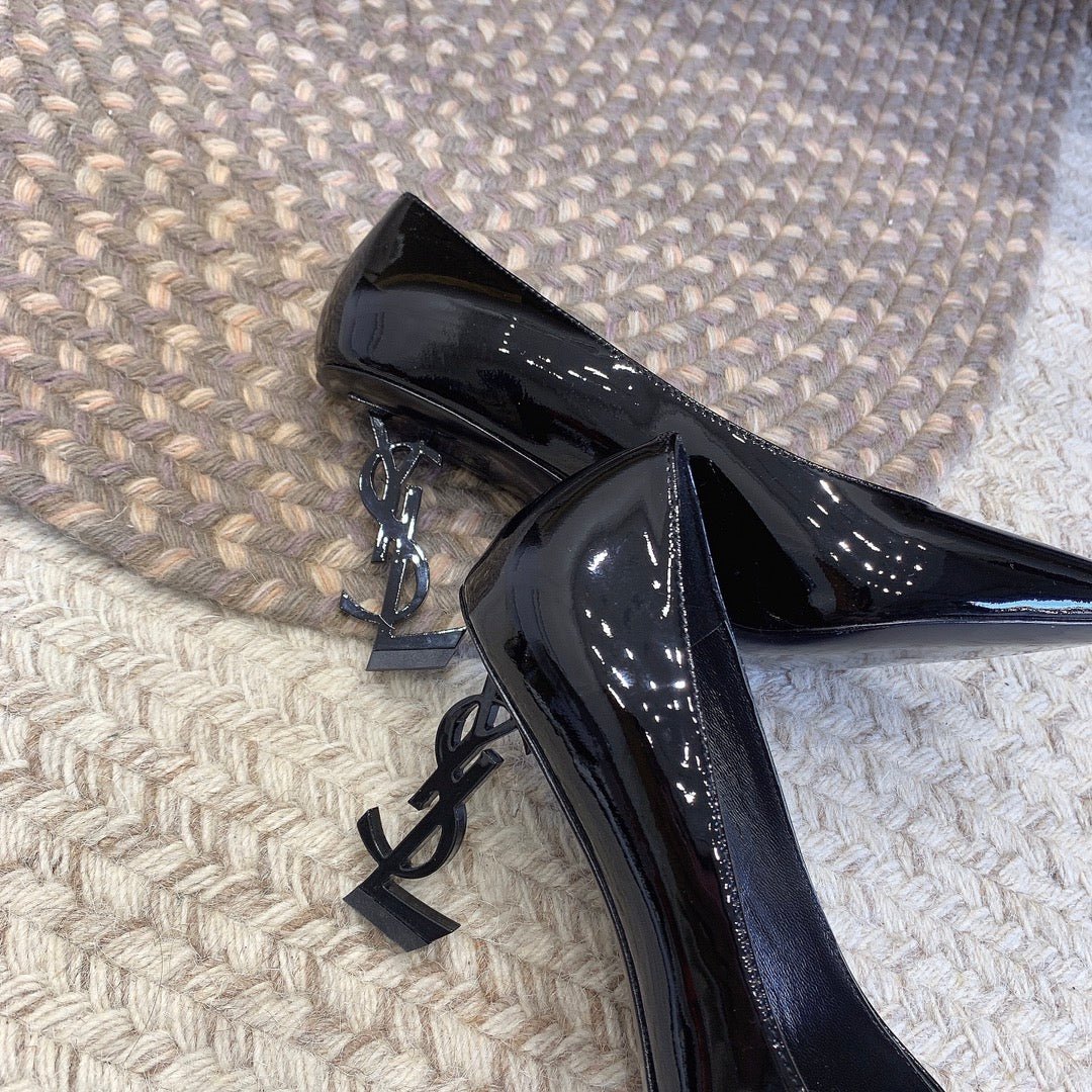 OPYUM BLACK HEEL PUMPS IN BLACK GLOSSY CALFSKIN - Image 7