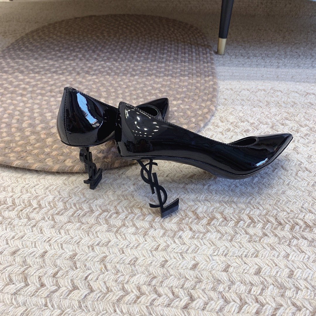 OPYUM BLACK HEEL PUMPS IN BLACK GLOSSY CALFSKIN - Image 8