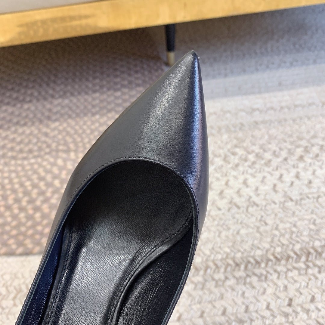 OPYUM BLACK HEEL SLINGBACK PUMPS IN BLACK SMOOTH LAMBSKIN - Image 6