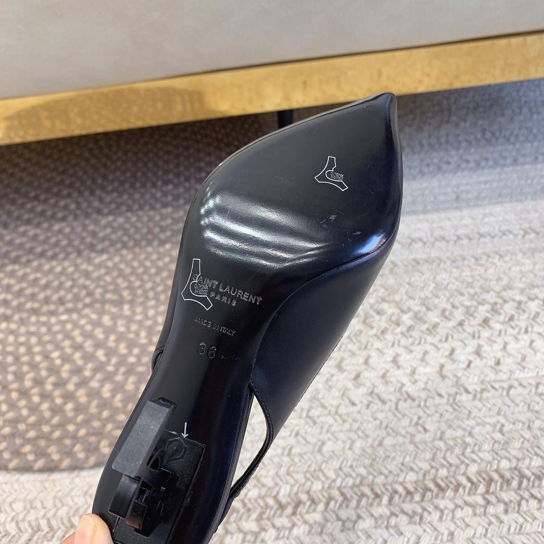 OPYUM BLACK HEEL SLINGBACK PUMPS IN BLACK SMOOTH LAMBSKIN - Image 2