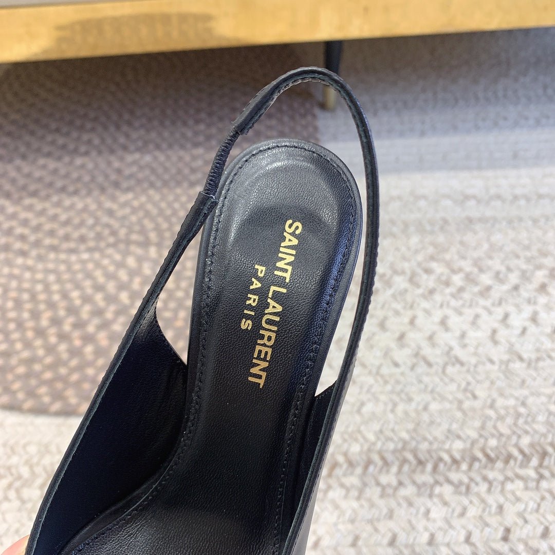 OPYUM BLACK HEEL SLINGBACK PUMPS IN BLACK SMOOTH LAMBSKIN - Image 8