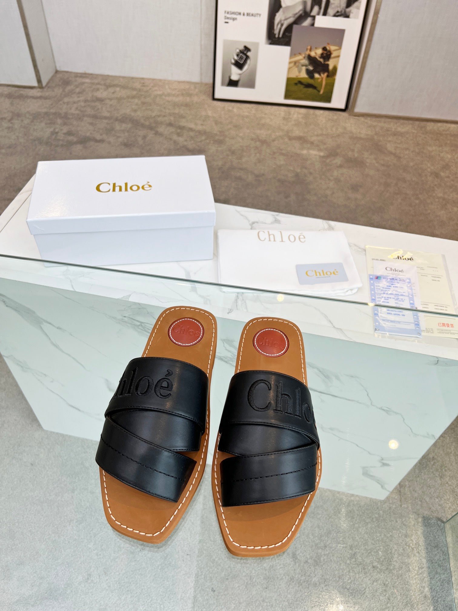 WOODY MULE IN BLACK LAMBSKIN WITH EMBROIDERED LOGO - Image 5