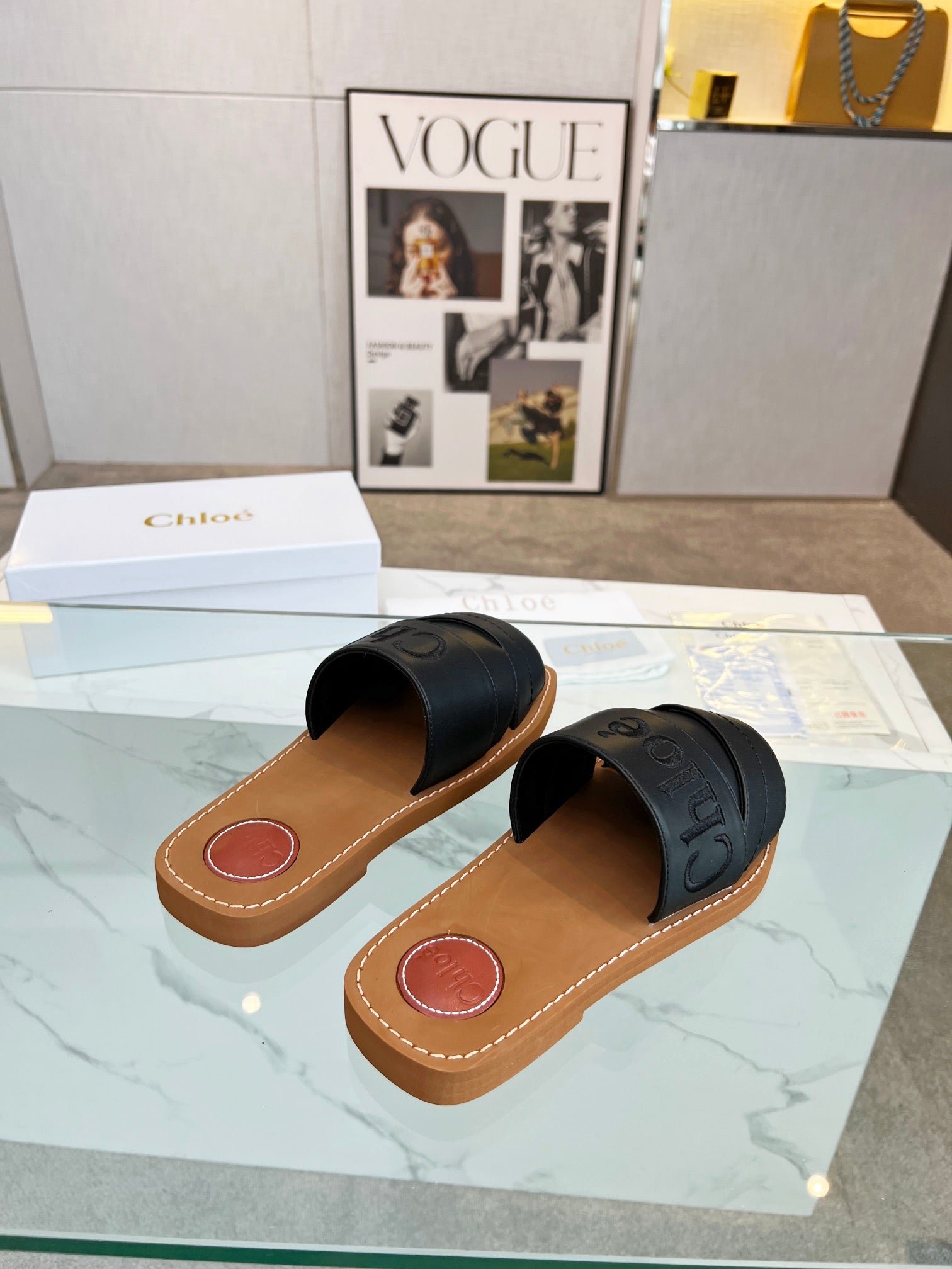 WOODY MULE IN BLACK LAMBSKIN WITH EMBROIDERED LOGO - Image 4
