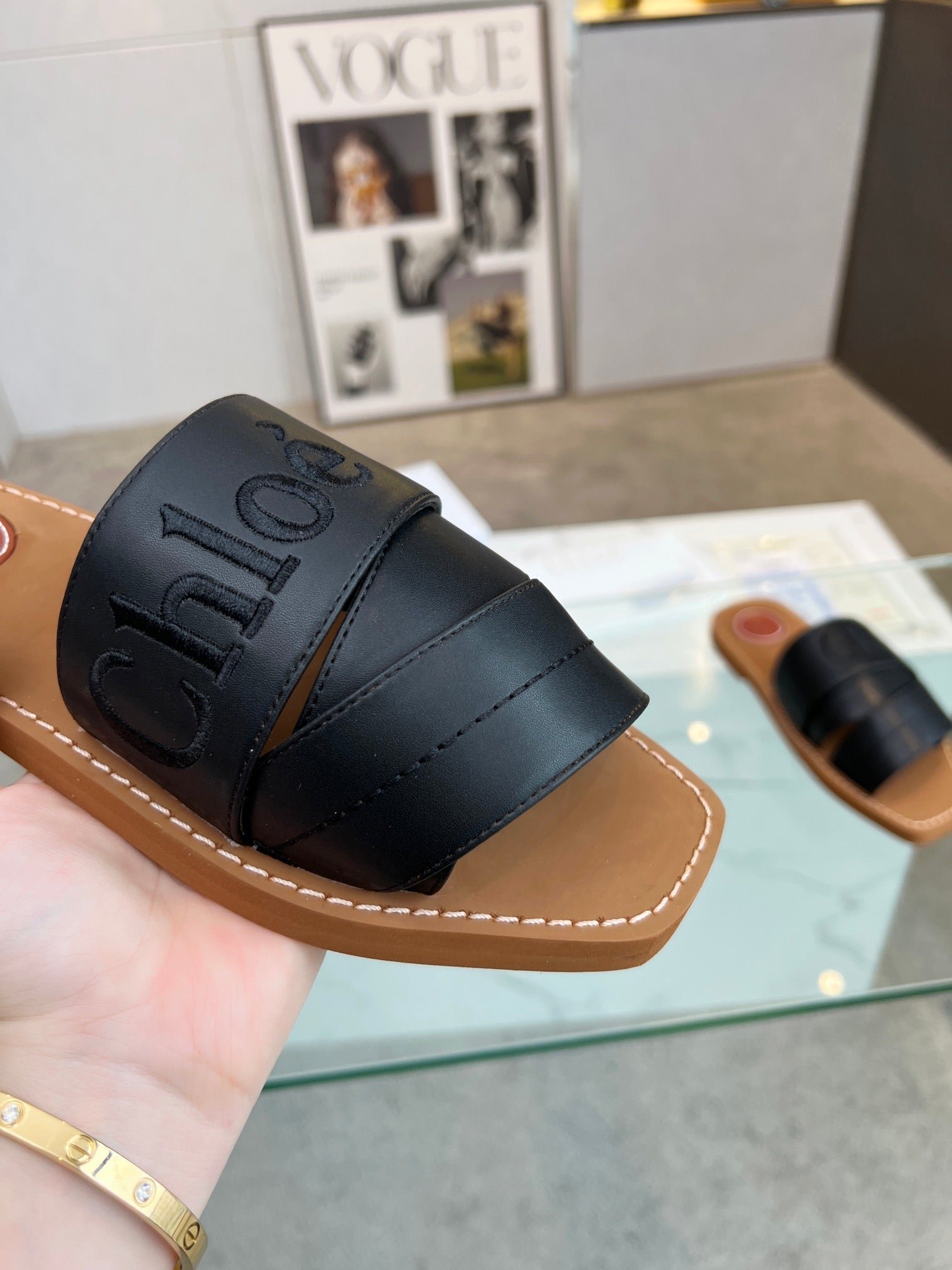 WOODY MULE IN BLACK LAMBSKIN WITH EMBROIDERED LOGO - Image 8
