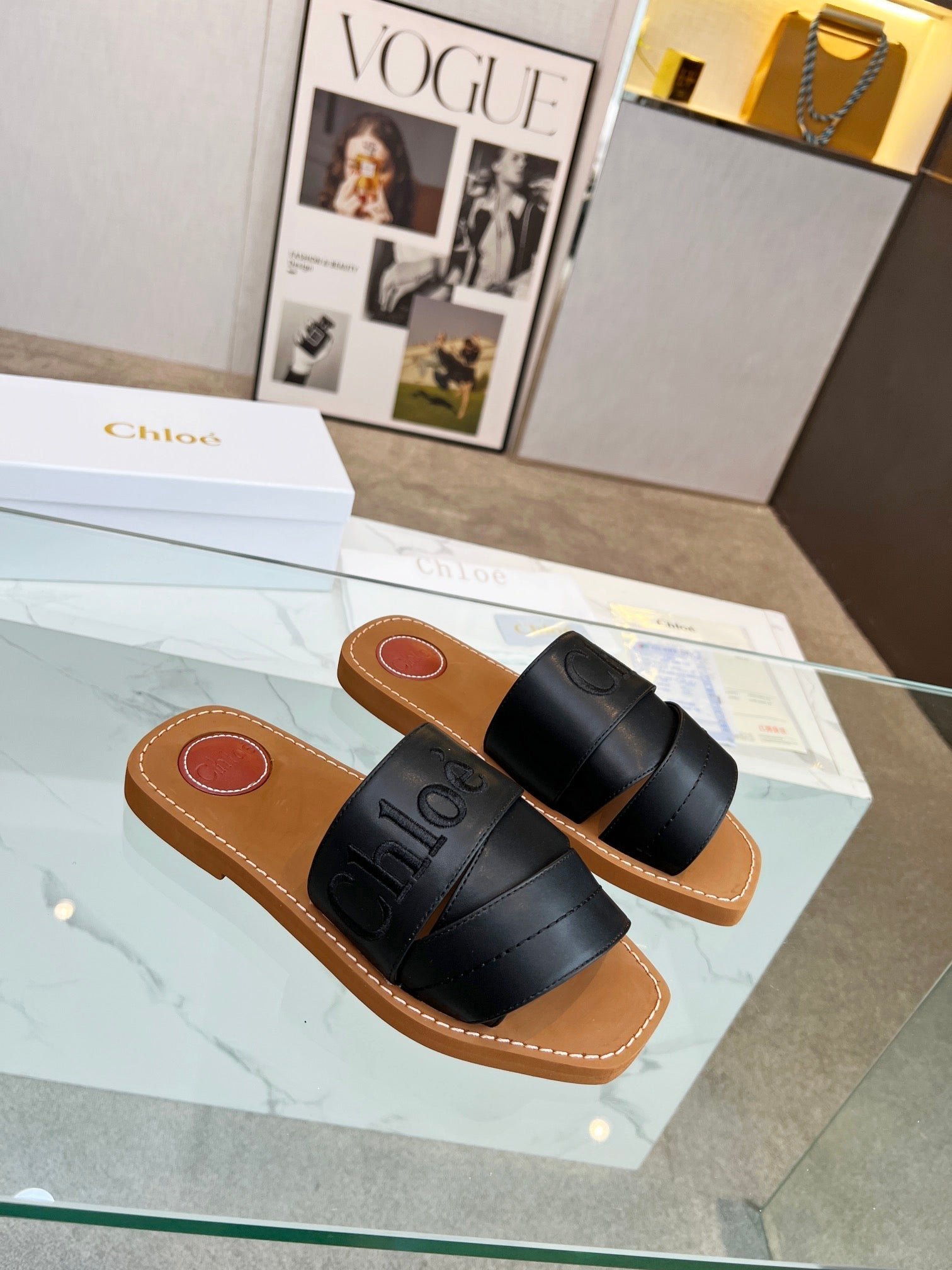 WOODY MULE IN BLACK LAMBSKIN WITH EMBROIDERED LOGO - Image 2