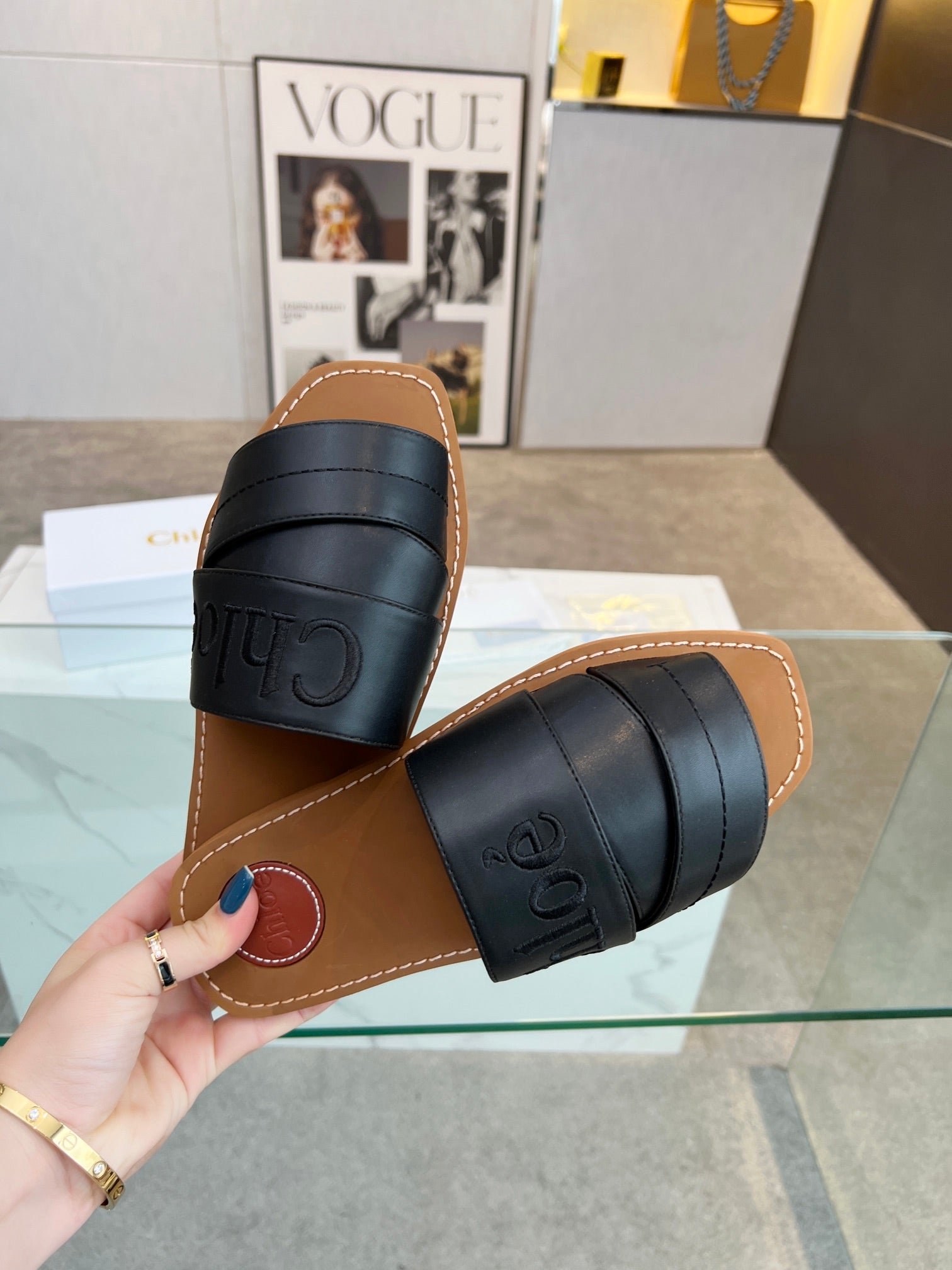 WOODY MULE IN BLACK LAMBSKIN WITH EMBROIDERED LOGO - Image 6