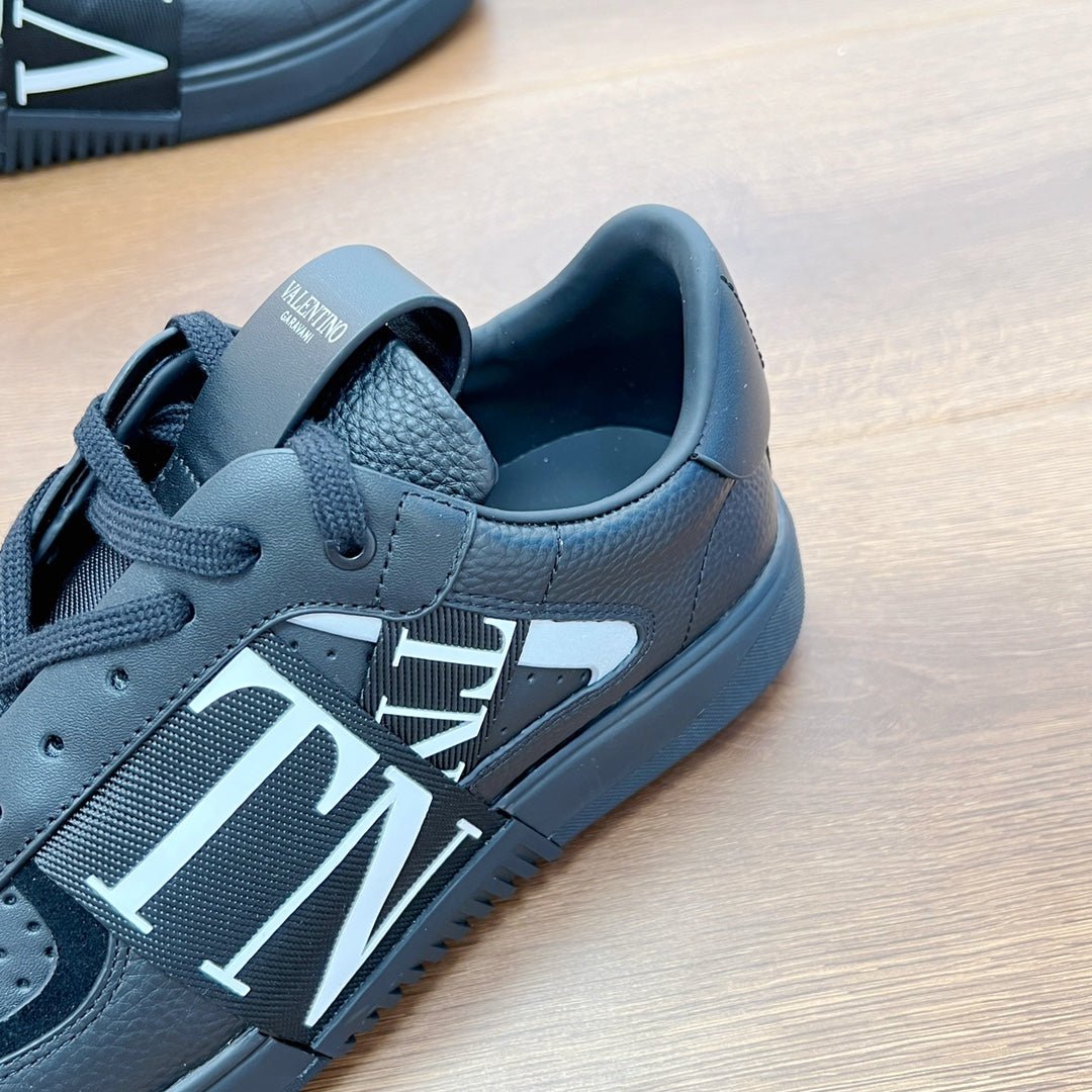 VL7N LOW-TOP BLACK CALFSKIN AND FABRIC SNEAKER WITH BANDS - Image 8