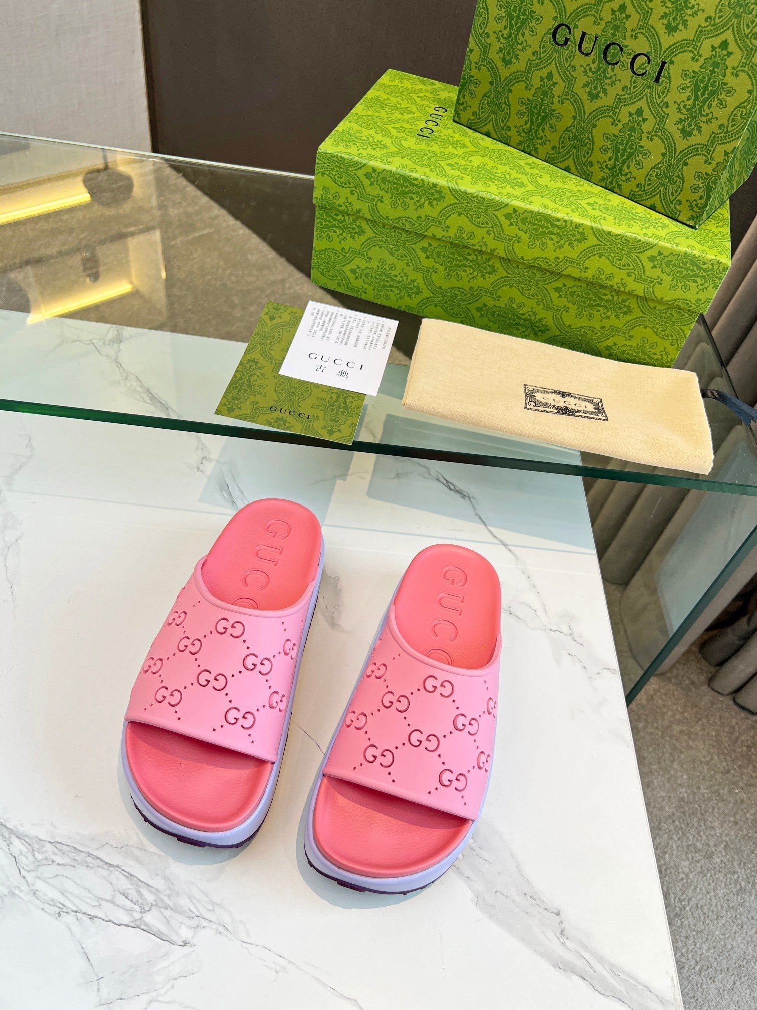 PLATFORM SANDALS IN BABY PINK MONOGRAM IMPORTED TPU - Image 3