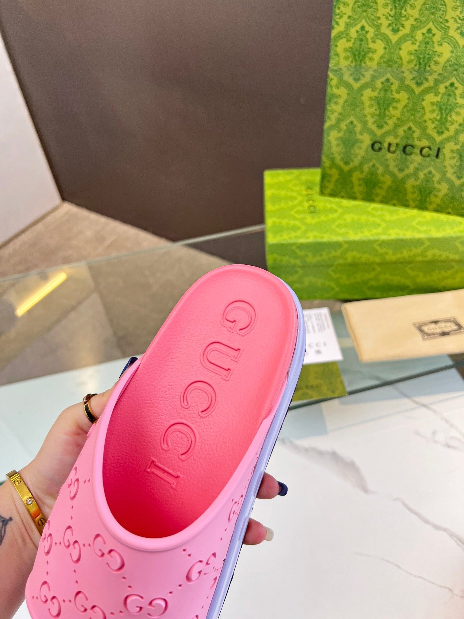 PLATFORM SANDALS IN BABY PINK MONOGRAM IMPORTED TPU - Image 8