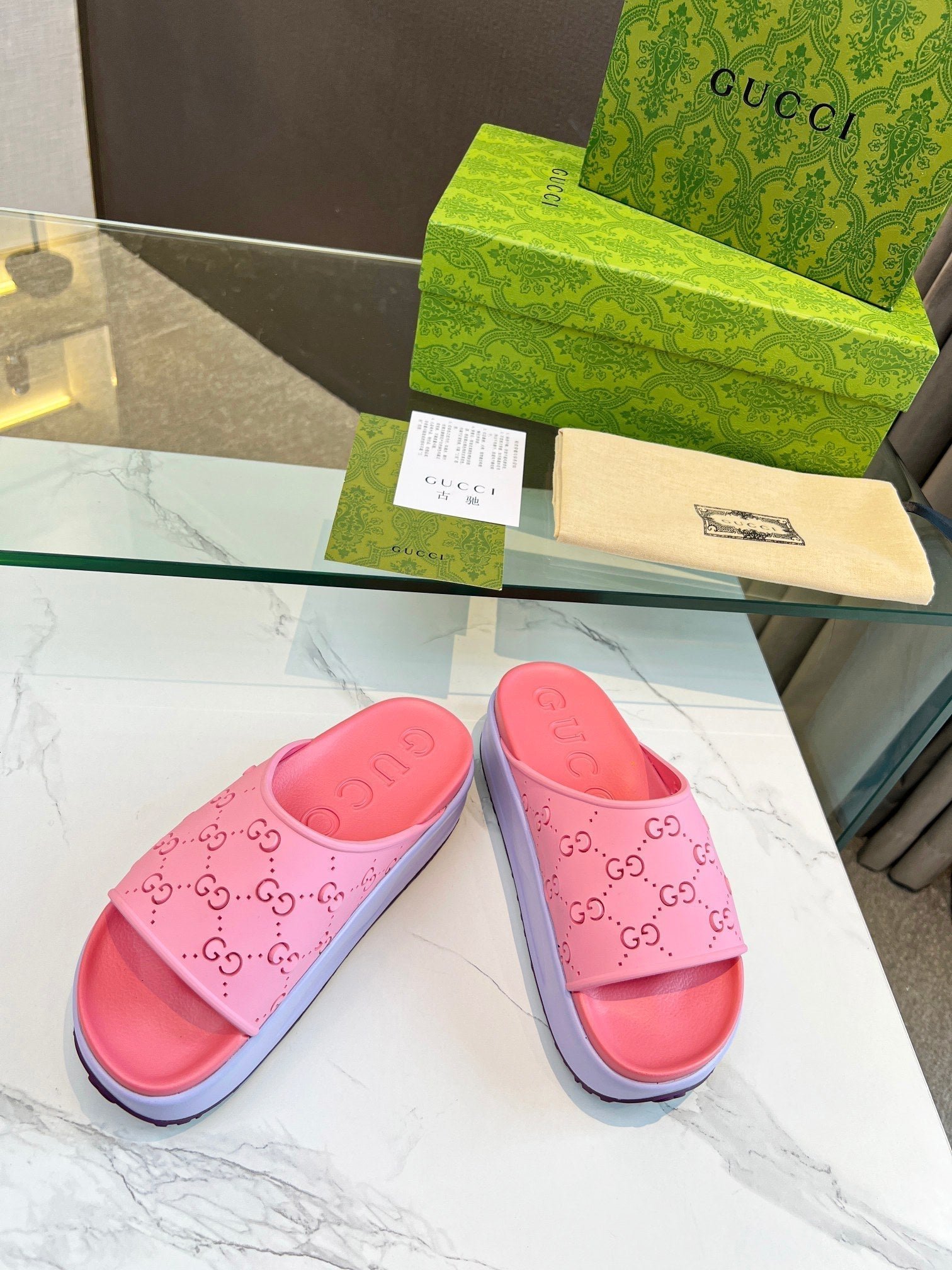 PLATFORM SANDALS IN BABY PINK MONOGRAM IMPORTED TPU - Image 5