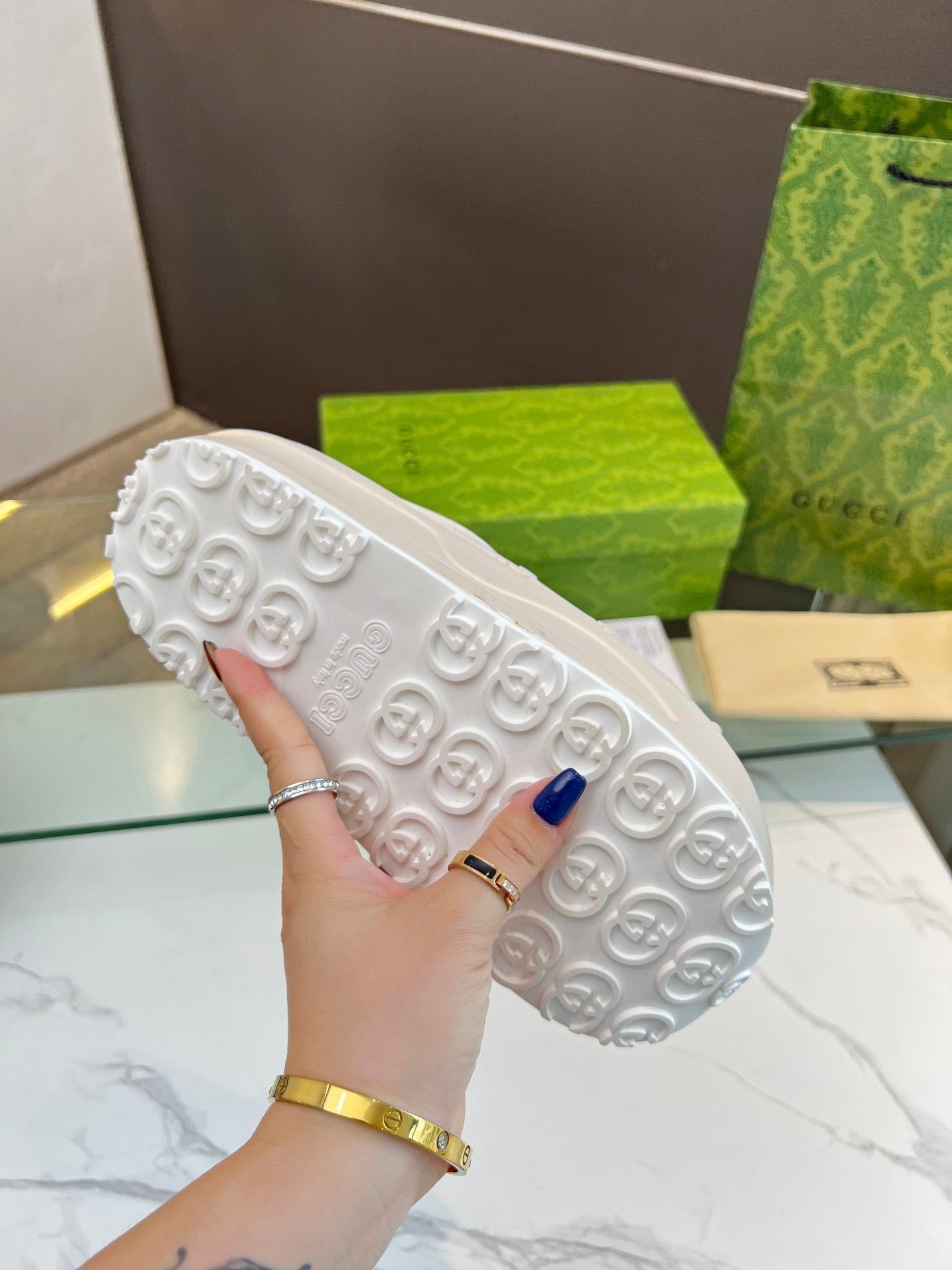 PLATFORM SANDALS IN WHITE CREAM MONOGRAM IMPORTED TPU - Image 9