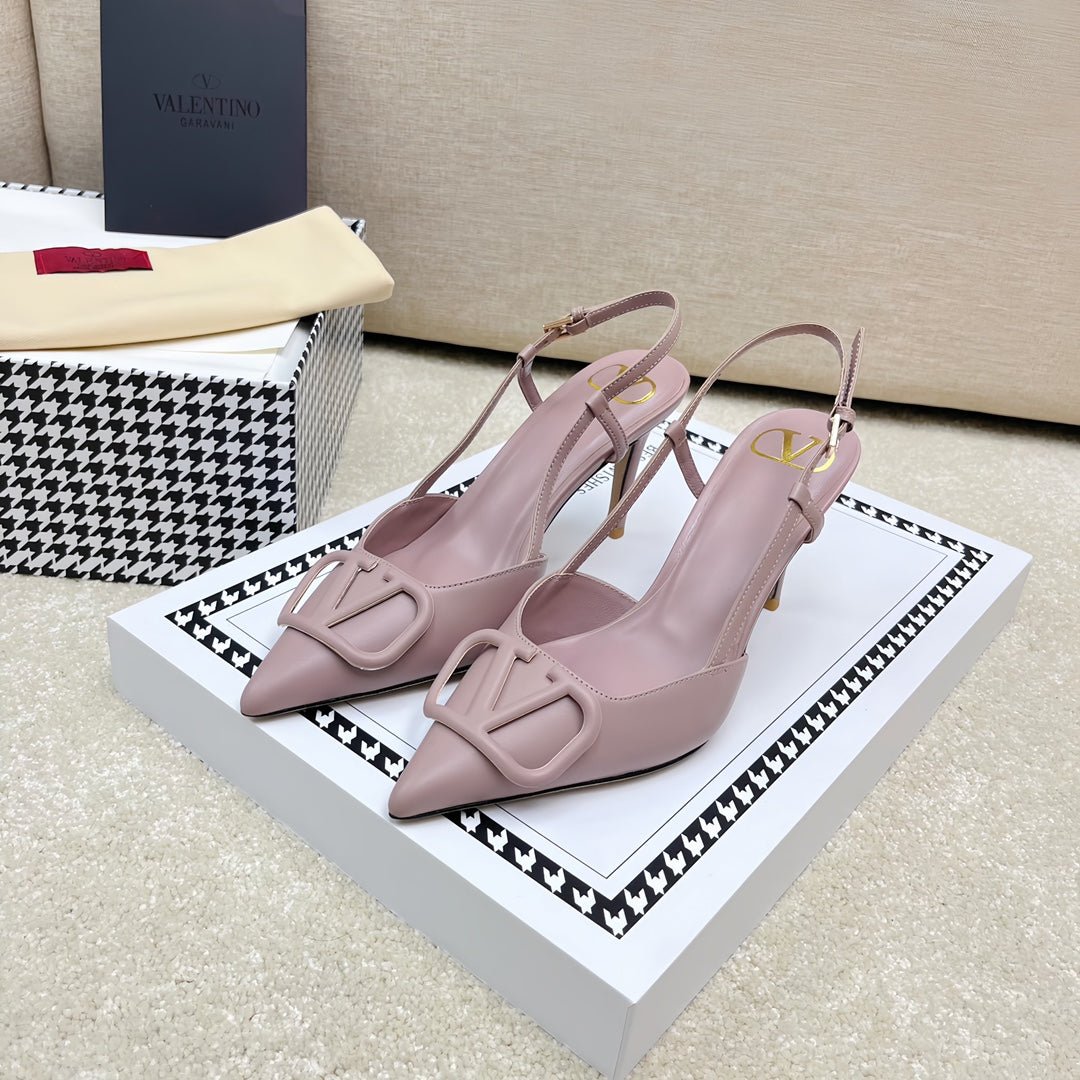 VLOGO SLINGBACK PUMP IN CREPE PINK CALFSKIN LEATHER - Image 3