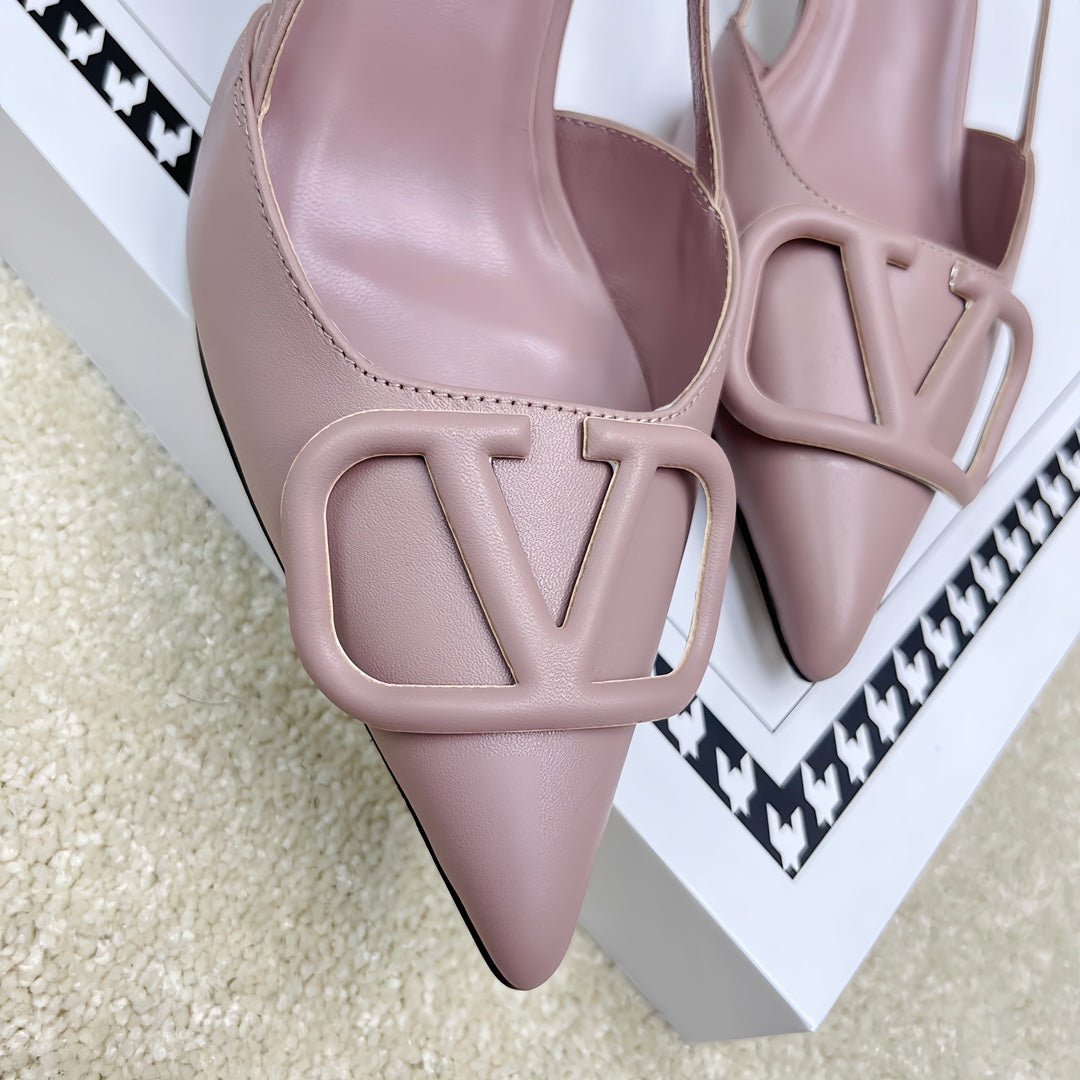 VLOGO SLINGBACK PUMP IN CREPE PINK CALFSKIN LEATHER - Image 6