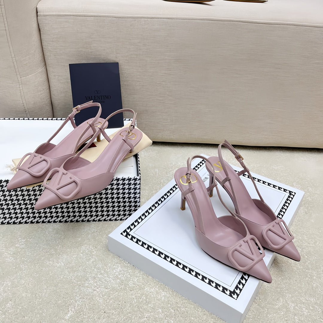 VLOGO SLINGBACK PUMP IN CREPE PINK CALFSKIN LEATHER - Image 4