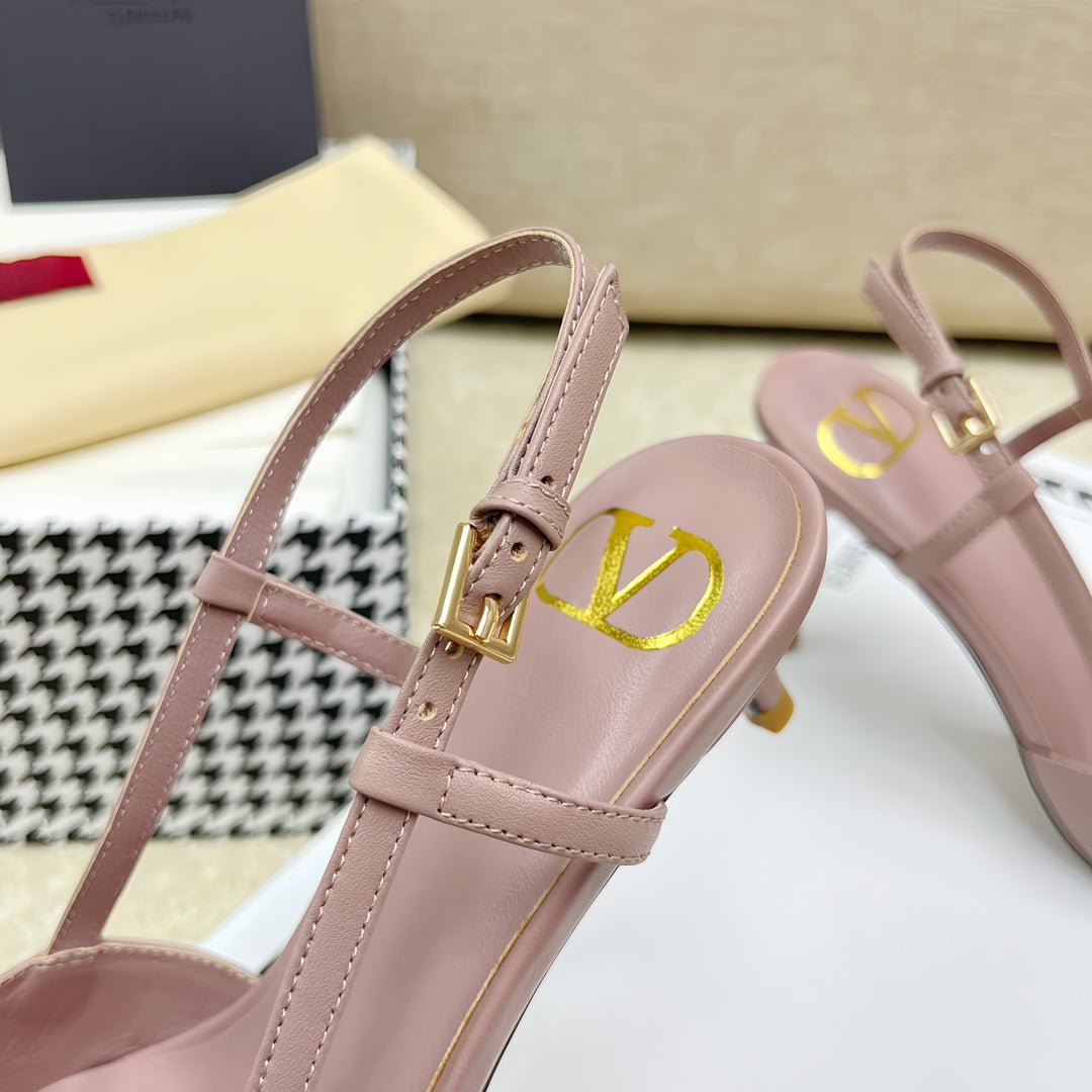 VLOGO SLINGBACK PUMP IN CREPE PINK CALFSKIN LEATHER - Image 7