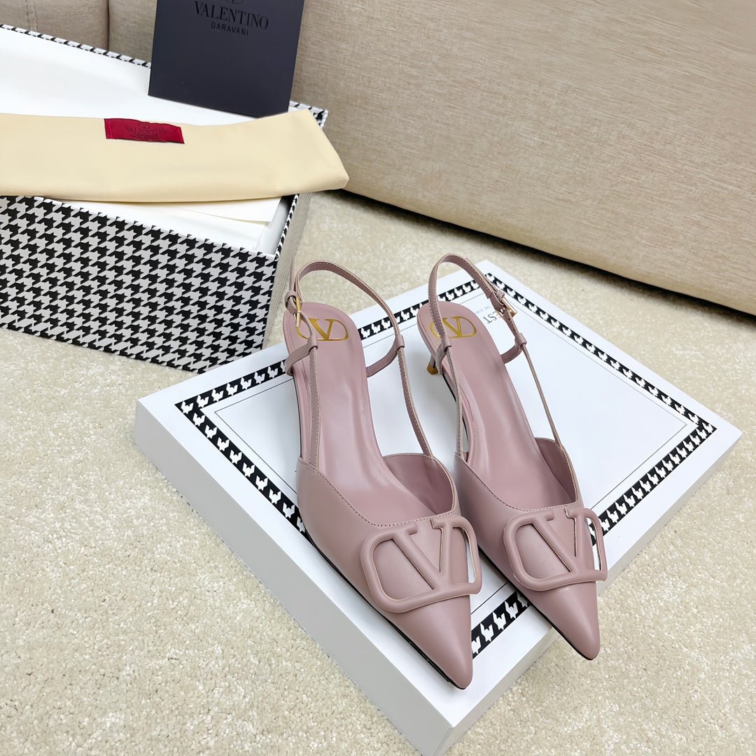VLOGO SLINGBACK PUMP IN CREPE PINK CALFSKIN LEATHER - Image 2