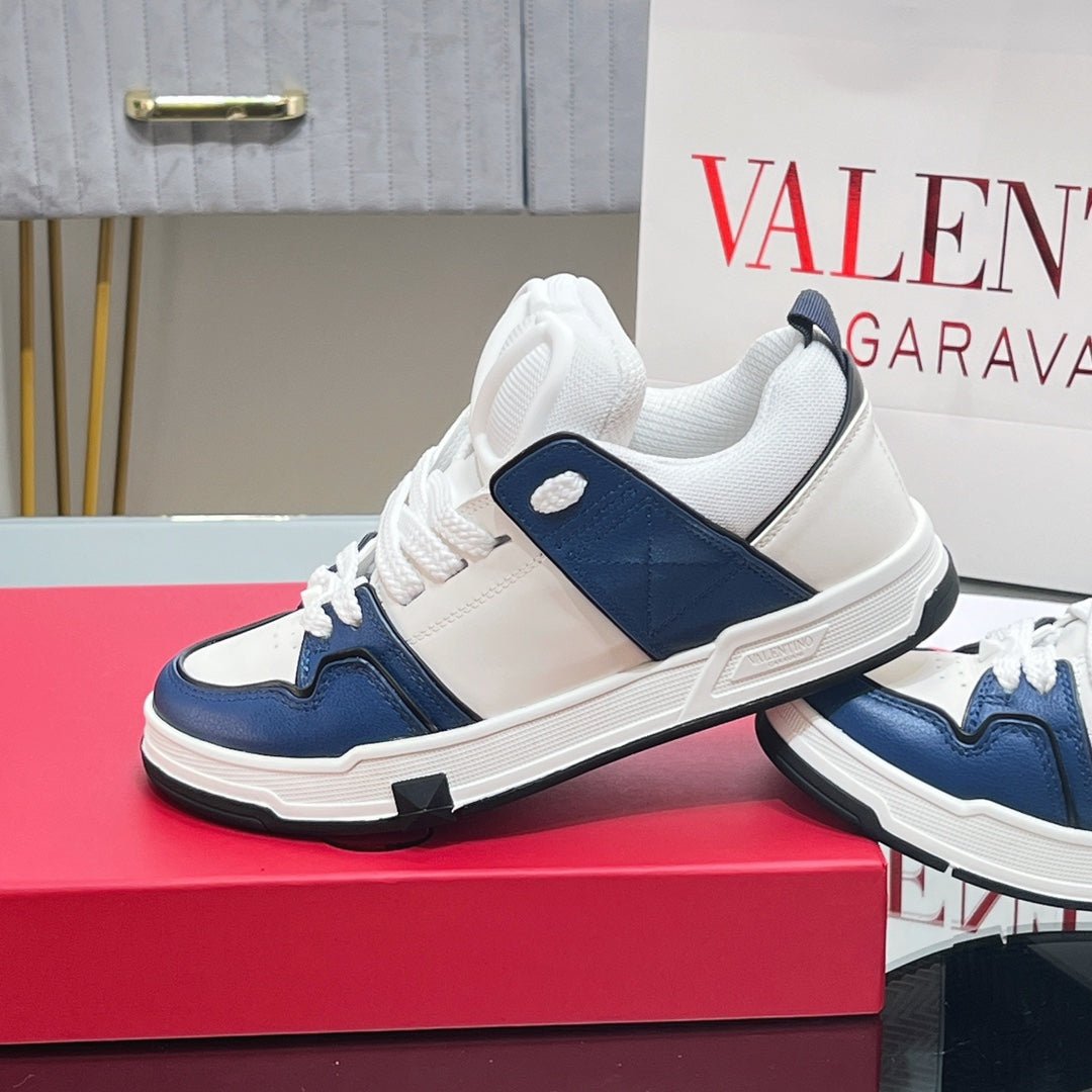 OPEN SKATE SNEAKER IN WHITE MIX NAVY BLUE CALFSKIN - Image 5
