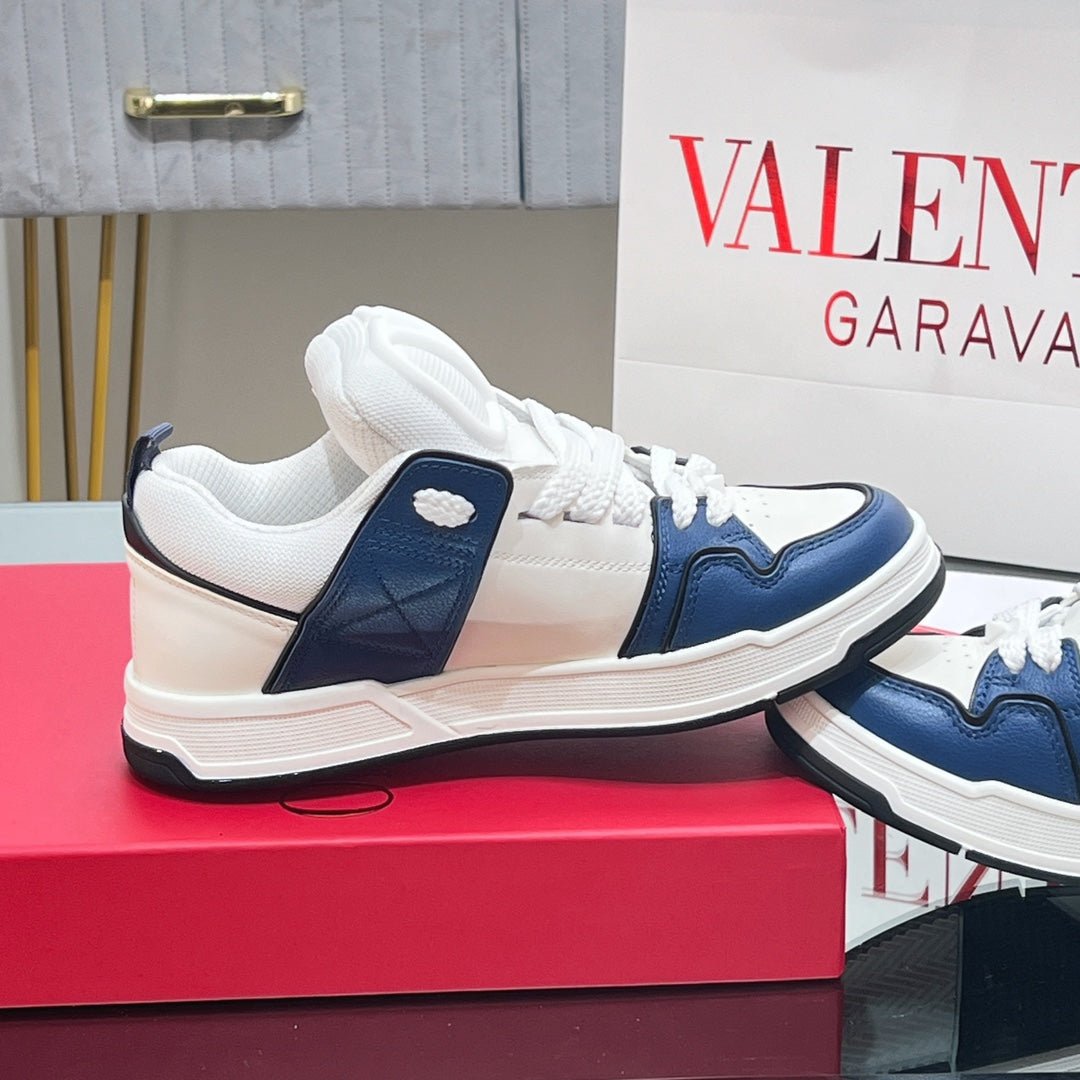 OPEN SKATE SNEAKER IN WHITE MIX NAVY BLUE CALFSKIN - Image 4