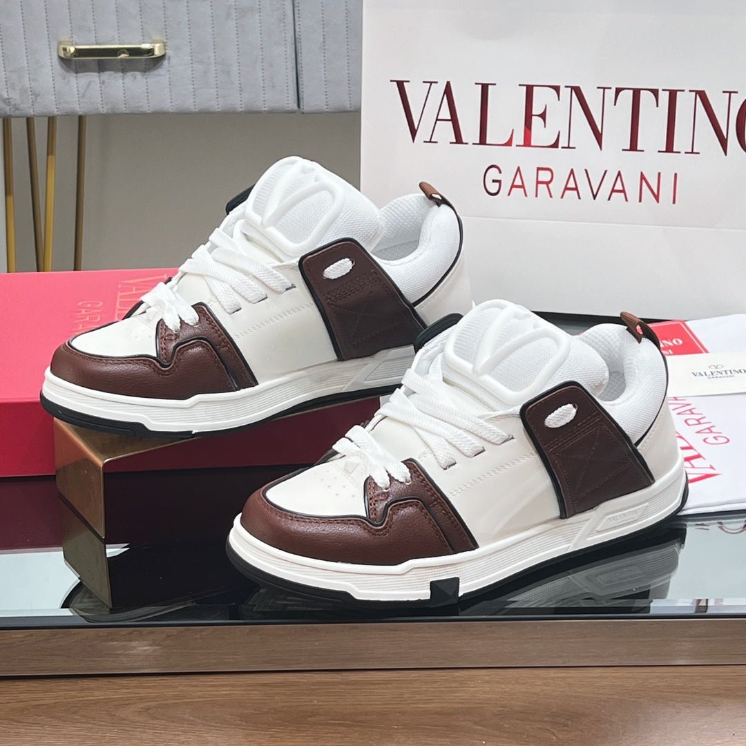 OPEN SKATE SNEAKER IN WHITE MIX PECAN BROWN CALFSKIN - Image 3