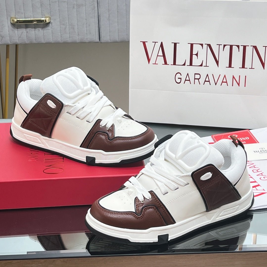 OPEN SKATE SNEAKER IN WHITE MIX PECAN BROWN CALFSKIN - Image 5