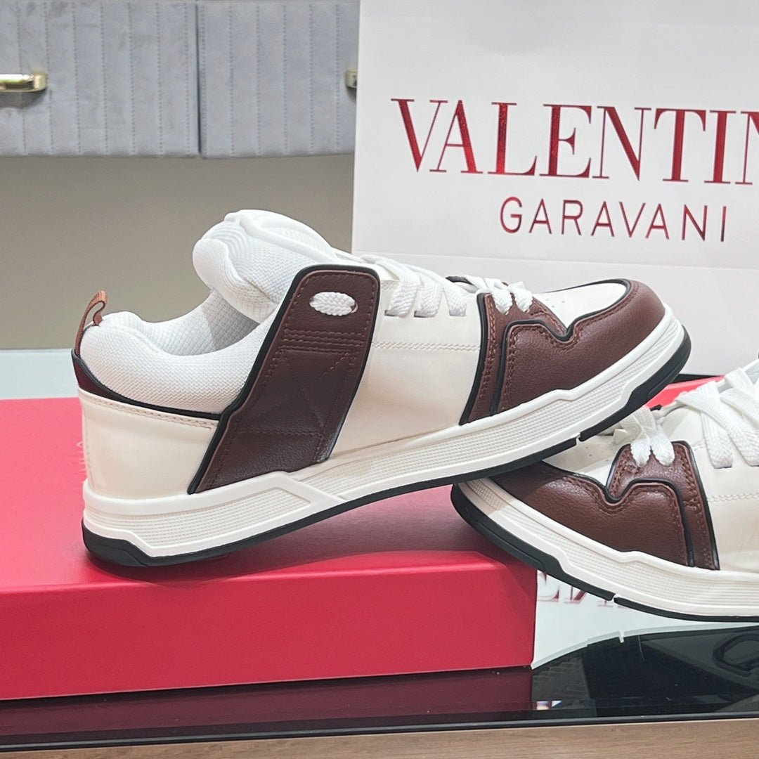 OPEN SKATE SNEAKER IN WHITE MIX PECAN BROWN CALFSKIN - Image 4