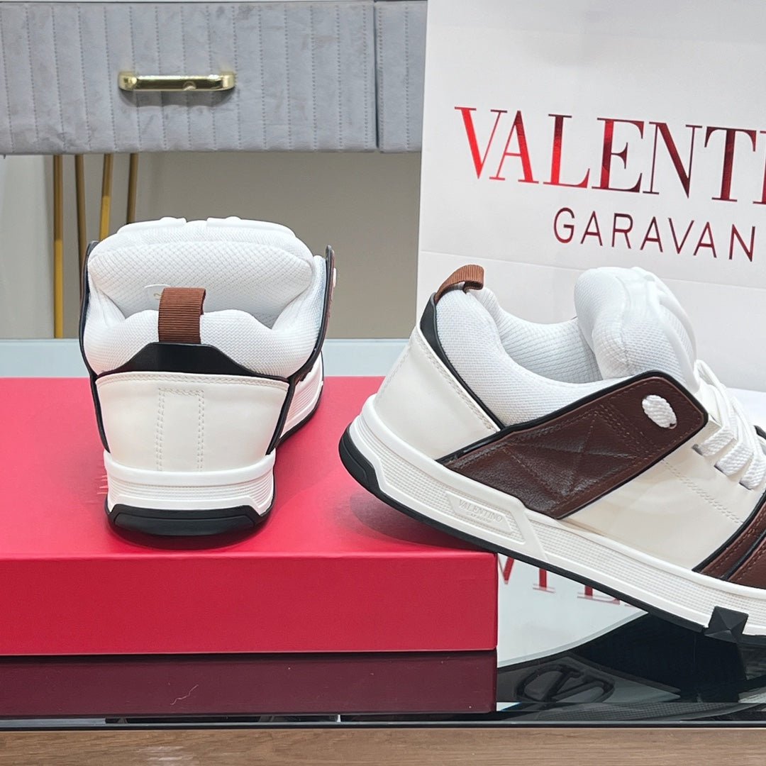 OPEN SKATE SNEAKER IN WHITE MIX PECAN BROWN CALFSKIN - Image 8