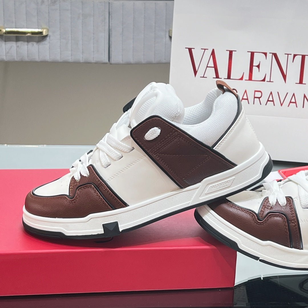 OPEN SKATE SNEAKER IN WHITE MIX PECAN BROWN CALFSKIN - Image 6