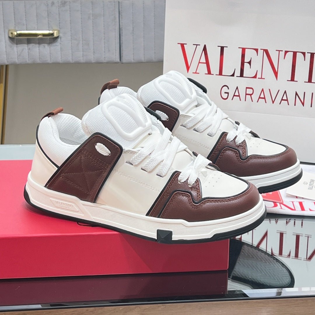 OPEN SKATE SNEAKER IN WHITE MIX PECAN BROWN CALFSKIN - Image 2