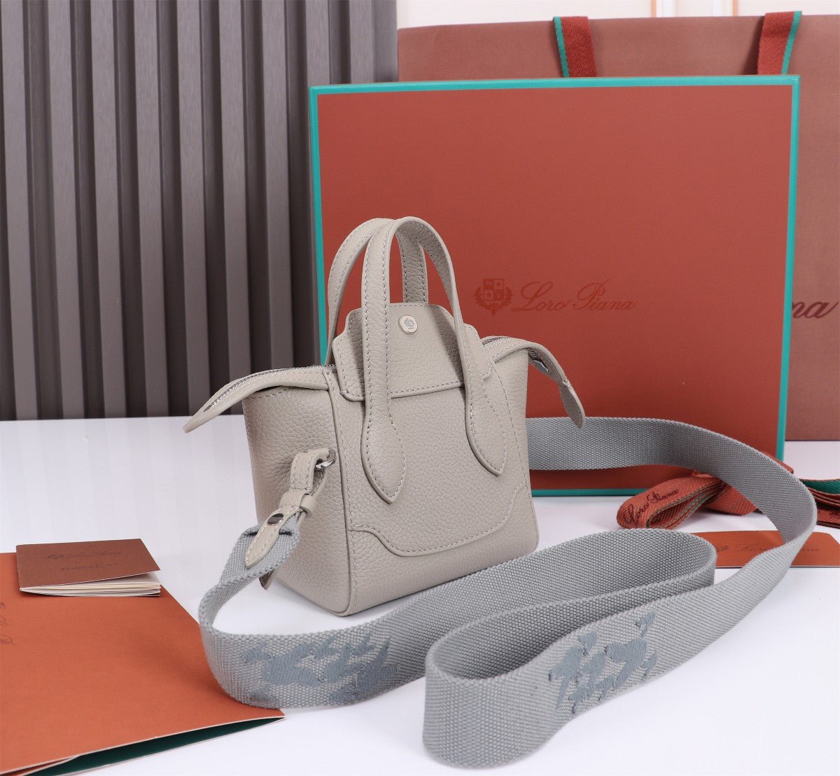 NANO SMILE BAG 18 IN PASTEL GRAY CALFSKIN - Image 2