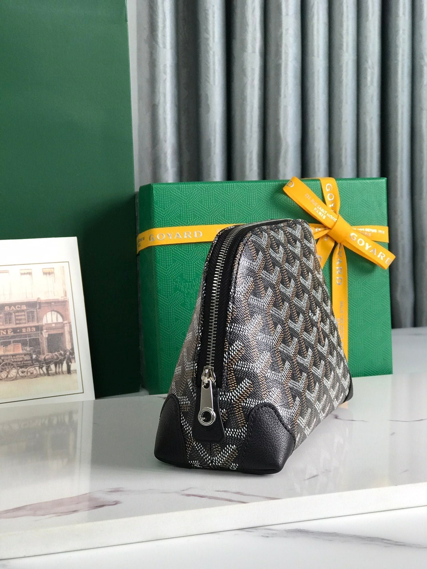 VENDÔME COSMETIC POUCH 17 IN BLACK GOYARDINE CANVAS AND CALFSKIN TRIM - Image 3
