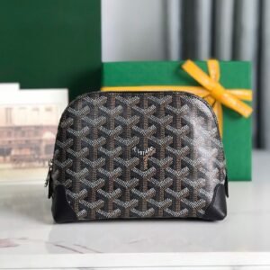 VENDÔME COSMETIC POUCH 17 IN BLACK GOYARDINE CANVAS AND CALFSKIN TRIM